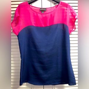 Womens Top Navy Bottom and Sheer Pink Top Tee